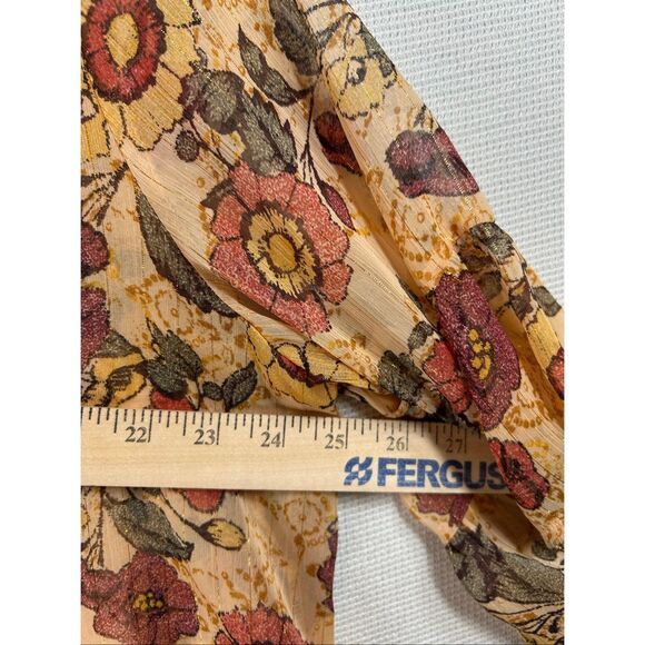 Style & Co Floral Boho Peasant Blouse 1X | Sheer Ruffle Sleeve Fall Top Metallic - Picture 6 of 8